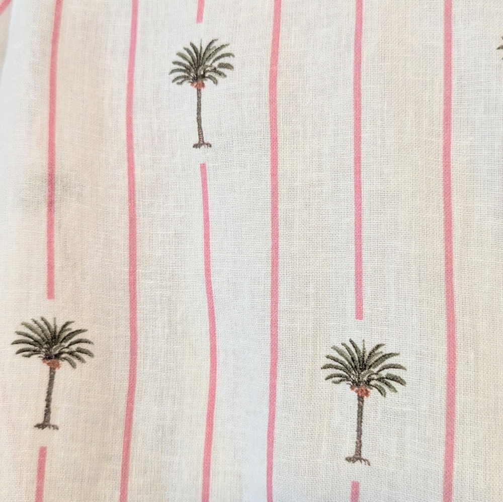Rails Charli L/S Button Down Linen Shirt In Pink Palm Tree Stripe Size Small EUC - Picture 8 of 10